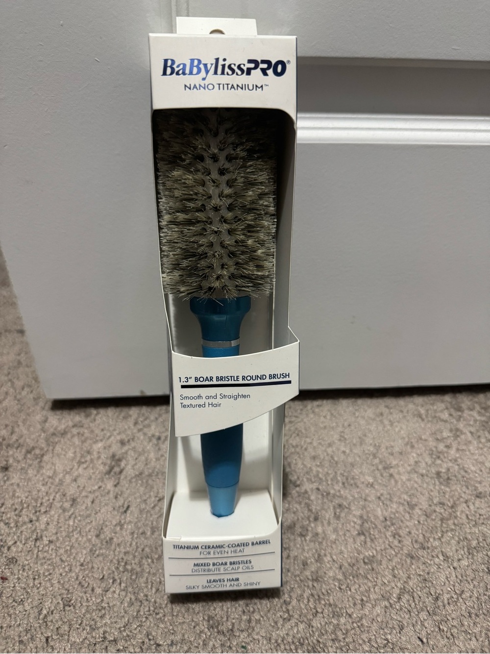 BaByliss Blue Round 1.3" Boar Bristle Brush